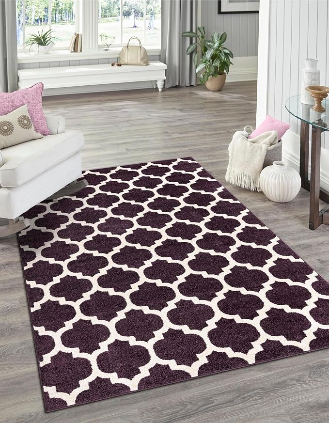 Rugs.com Lattice Collection Rug – 6x9 Purple Medium-Pile Rug Perfect by Rugscom