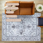 Washable Area Rug. Modern Farmhouse. Vintage. Turkish. Bohemian. Distressed. - Image 3