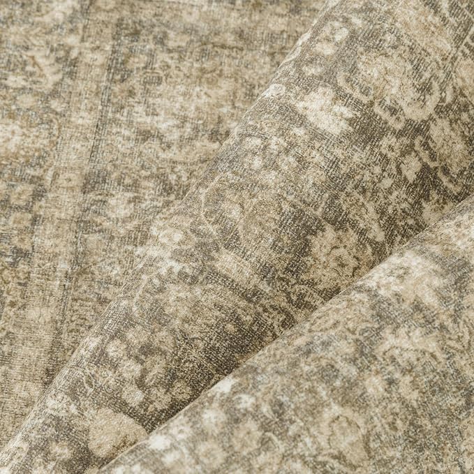 Brown Area Rug 8x10 Machine Washable Large Vintage Living Room Distressed Non - Image 9