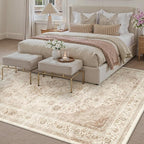 6x9 Beige Washable Vintage Area Rug - Image 3