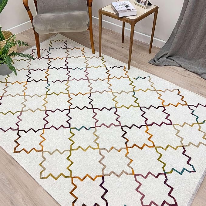 Alfa Rich 3x10 Moroccan White Washable Area Rugs - Image 5