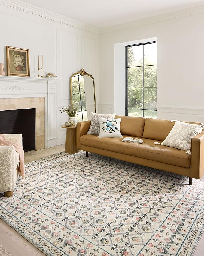 Loloi Rifle Paper Co. Eden Collection EDE-03 Lattice Ivory 2'-6" x 7'-6" Runner by Loloi