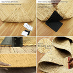 Oval Rug 5x8 Kilim Rug Natural Oval Jute Thick 0.27" Solid Design Beige White - Image 6