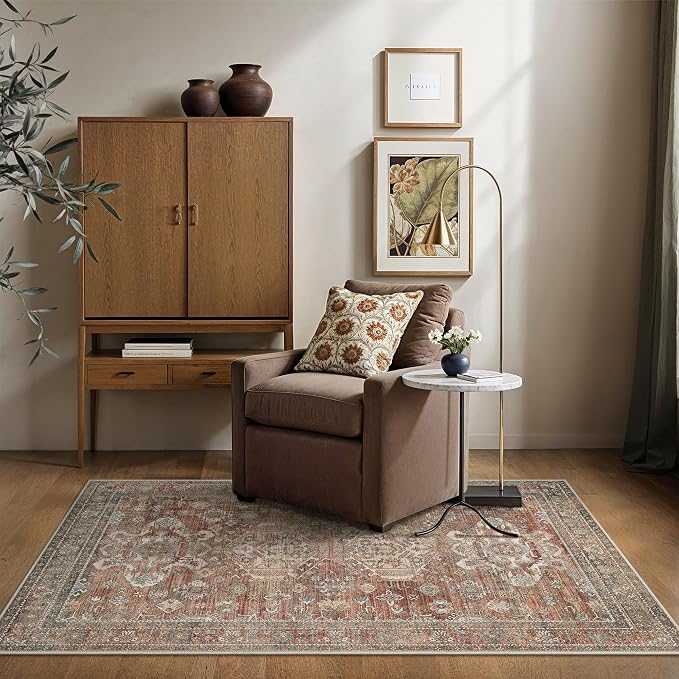 Bavni 3x5 Area Rug for Living Room Bedroom, Washable Boho Print Vintage - Image 4