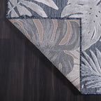 CAMILSON Indoor Outdoor Rug Navy Blue 5x7 Leaf Tropical Botanical Area Rugs - Image 8