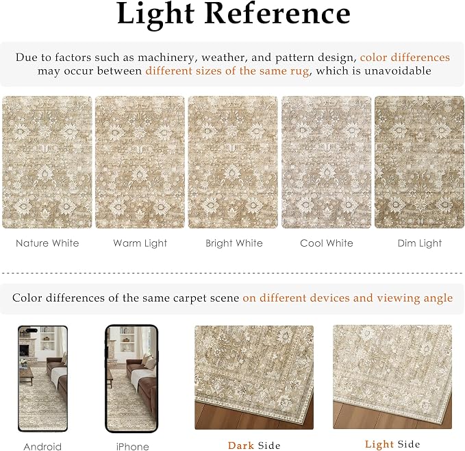 HUGEAR 2x6 Runner Rug Machine Washable Beige Hallway Area Rugs Indoor Accent - Image 5