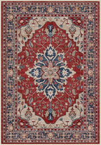 Area Rugs Round 8ft Washable Non-Slip, Floral Vintage Distress Print Pattern by RELEANY