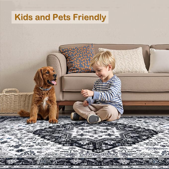 Area Rugs 4x6, Boho Vintage Oriental Washable Rugs, Collapsible Area Rug - Image 2