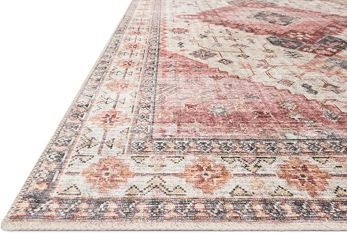 Loloi Skye Collection SKY-02 Ivory/Berry 9'-0" x 12'-0" Area Rug - Image 4