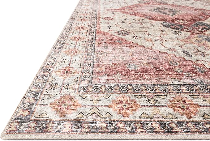 Loloi Skye Collection SKY-02 Ivory/Berry 8'-0" x 8'-0" Round Area Rug - Image 4