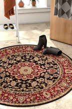 Well Woven Barclay Collection Medallion Kashan Black 5 ft Round Rug by WellWovenRugs