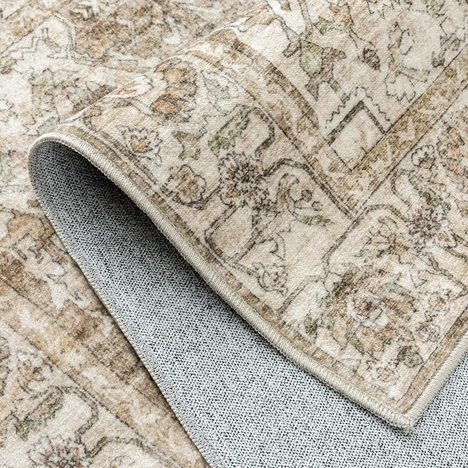 Brown Hallway Runner Rug 2x7 Vintage Washable Distressed Area Carpet Kitchen - Image 8