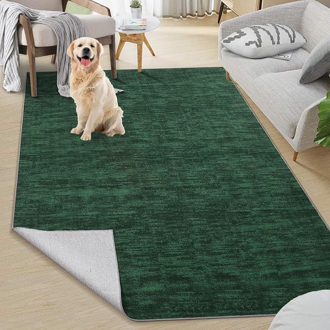 RUGSREAL 3x5 Bedroom Area Rug Christmas Green Rug Xmas Solid Color Area Rugs by RUGSREAL