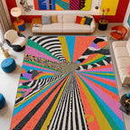 Abstract Rug, Colorful Graffiti Art Area Rugs 5x6, Hippie Aesthetic Funky Non by Unknown
