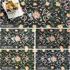 Black Rug Bow Floral Rug 3x5, Washable Boho Area Rugs Non Slip Low Pile Carpet - Image 8