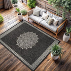 CAMILSON Outdoor Rug 6x9 Medallion Darkgray Modern Area Rugs - Image 7