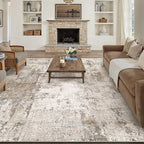 10x12 Area Rug Brown Grey Abstract Living Room Bedroom Washable Carpet Neutral by WondRg
