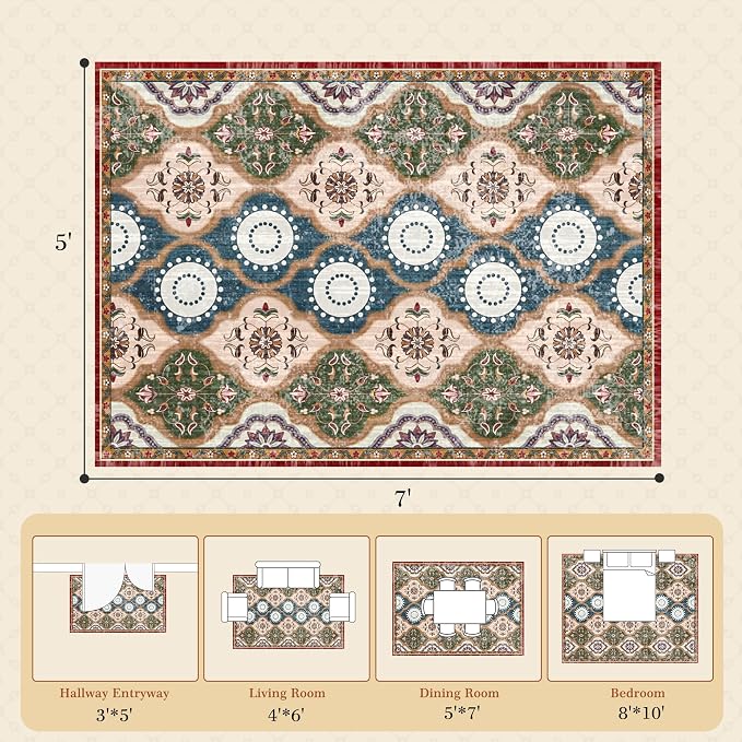 EnHomee Area Rugs 5x7, Soft Washable Rugs - Image 2