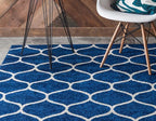 Rugs.com Lattice Frieze Collection Rug – 8' x 10' Navy Blue Medium Rug Perfect - Image 3