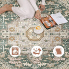 Round Rug Living Room Rugs: 6x6 Washable Boho Neutral Large Circle Soft Indoor - Image 2