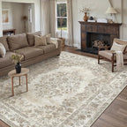 6x9 Area Rug Beige Washable Vintage Distressed Living Room Carpet Large Bedroom - Image 3