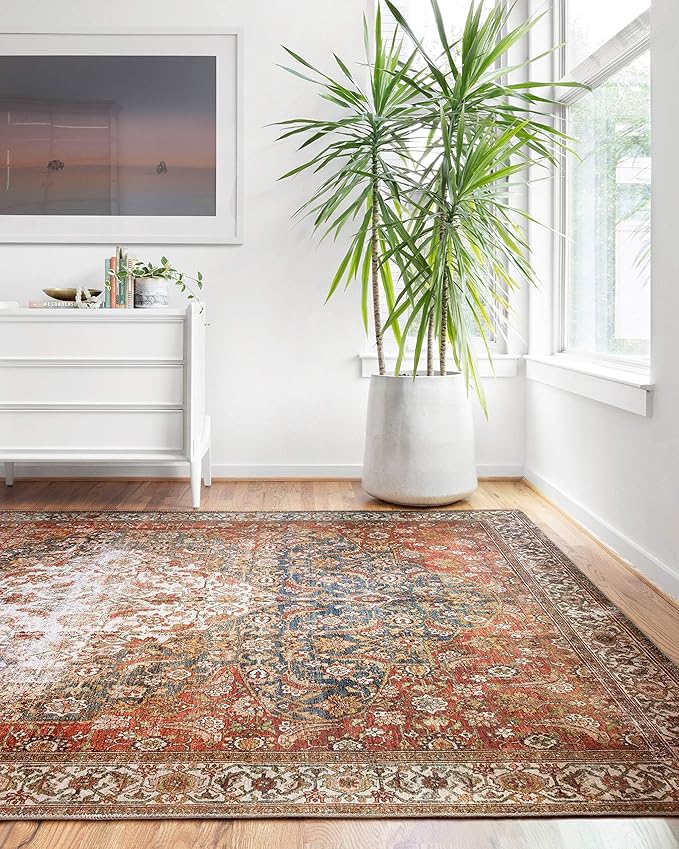 Loloi Layla Collection LAY-05 Ocean/Multi 5'-0" x 7'-6" .13" Thick Area Rug by Loloi