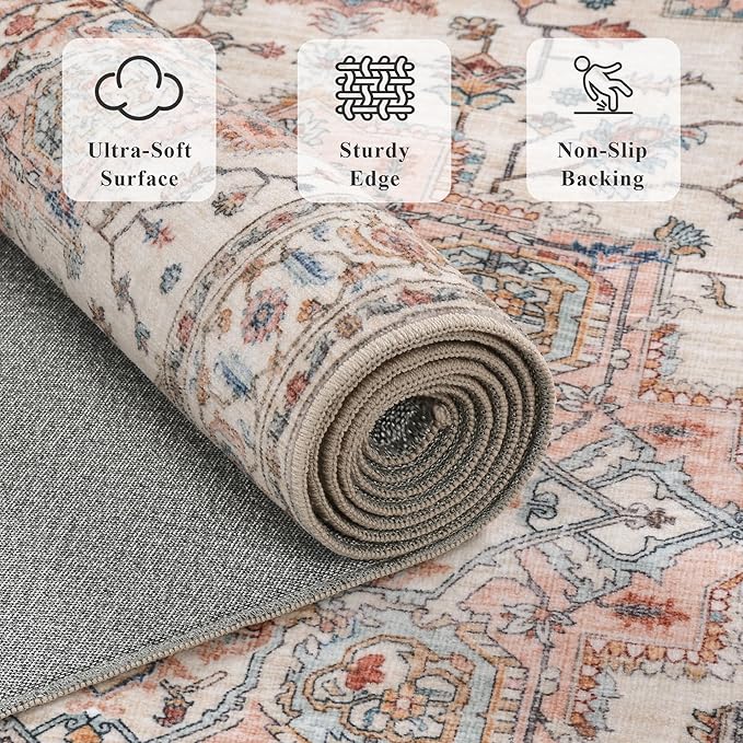 6x9 Area Rugs for Living Room Ultra-Soft Washable Rug Vintage Distressed Boho - Image 4