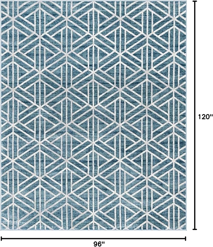 Rugs.com Lattice Trellis Collection Rug – 8' x 10' Blue Low-Pile Rug Perfect - Image 2