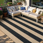 Lahome Striped Easy Jute Dining Room Rug, 6x9 Indoor Outdoor Rugs by Lahome