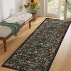 DUKINO 2.6x8 Runner Rug for Hallway, Washable Vintage Floral Kitchen Rug - Image 2