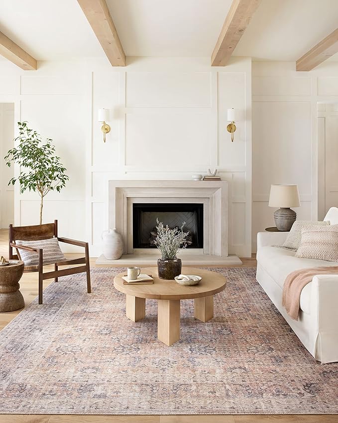 Loloi Skye Collection SKY-01 Blush/Grey 6'-0" x 6'-0" Round Area Rug - Image 4