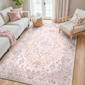 Area Rugs 5'x8' Washable Non-Slip, Floral Vintage Distress Print Pattern by RELEANY