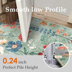 Floral Runner Rug 3x7 Washable Hallway Long Green Bedroom Carpet Non Slip - Image 3