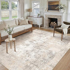 6x9 Washable Area Rug Beige Grey Abstract Living Room Bedroom Throw Rug Neutral - Image 4