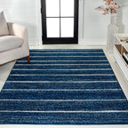 JONATHAN Y Williamsburg Minimalist Stripe Navy/Cream Indoor Area Rug, by JONATHANY