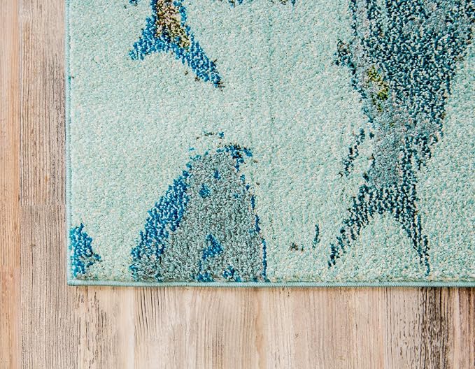 Unique Loom Positano Collection Coastal Modern Fish Light Blue Area Rug - Image 8