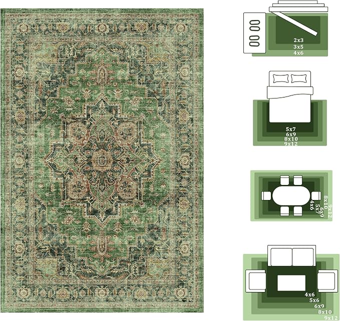 5x7 Area Rugs for Living Room Ultra-Soft Washable Rug Vintage Distressed Boho - Image 8