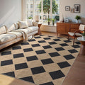 Checkered Easy Jute Rug 8x10 Outdoor Rug Large Washable Area Rugs by Zeeinx