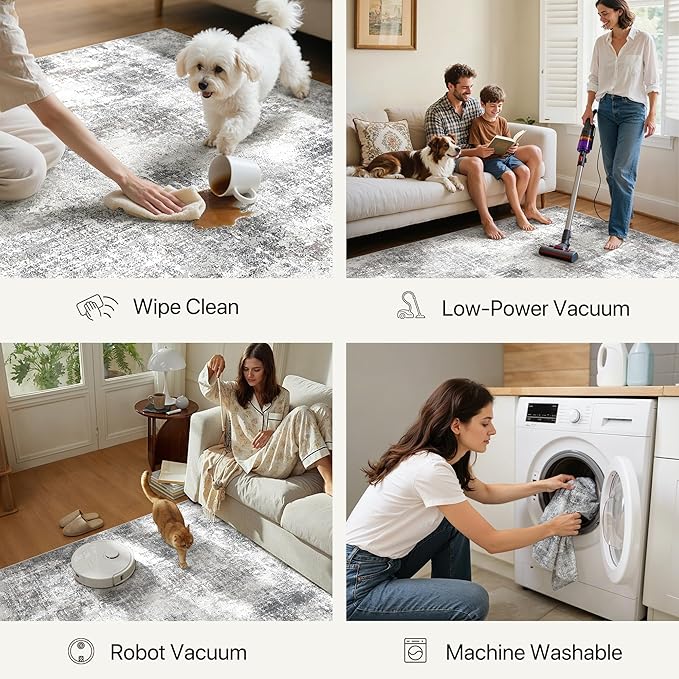 GENIMO Washable Area Rugs for Living Room, 8x10 Modern Non Slip Rugs, Low Pile - Image 3