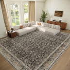Washable 9x12 Area Rugs for Living Room, Boho Non-Slip Vintage Distress Lager by Hedwior