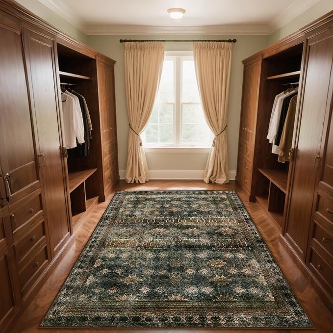 4x6 Area Rug for Bedroom Machine Washable, Non Slip Vintage Floral Kitchen Rugs - Image 7
