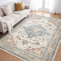 6x9 Area Rugs Living Room: Washable Boho Large Neutral Vintage Soft Rug Stain by LOONGRUG