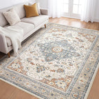 5x8 Area Rug Living Room: Washable Boho Large Neutral Vintage Soft Rugs Stain by LOONGRUG