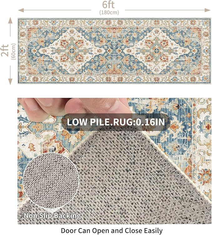 Enkor Runner Rugs for Hallway, 2x6 Washable Soft Non Slip Floor Rugs for Kitchen - Image 2