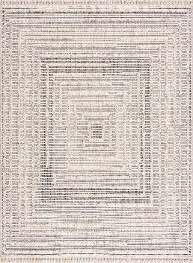 Hauteloom Lunao Farmhouse Living Room Bedroom Moroccan Square Pattern Abstract - Image 3
