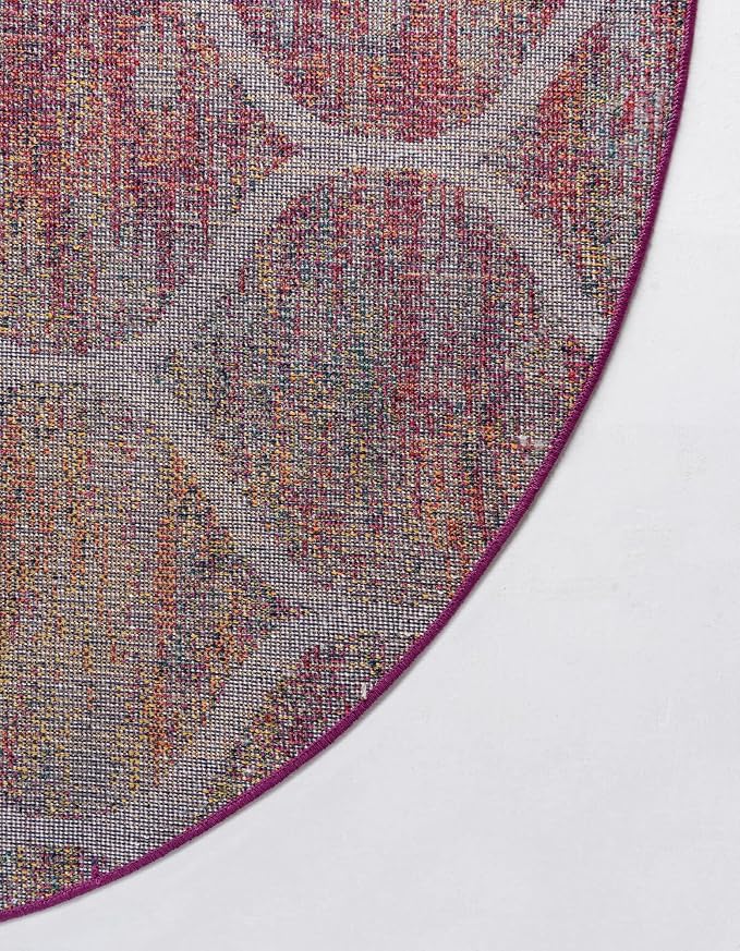 Rugs.com Lattice Frieze Collection Rug – 3' Round Multi Medium Rug Perfect - Image 9