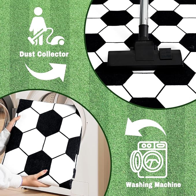 Soft Soccer Rugs for Bedroom, Machine Washable, Cute Bedside Boys Area Rug for - Image 8