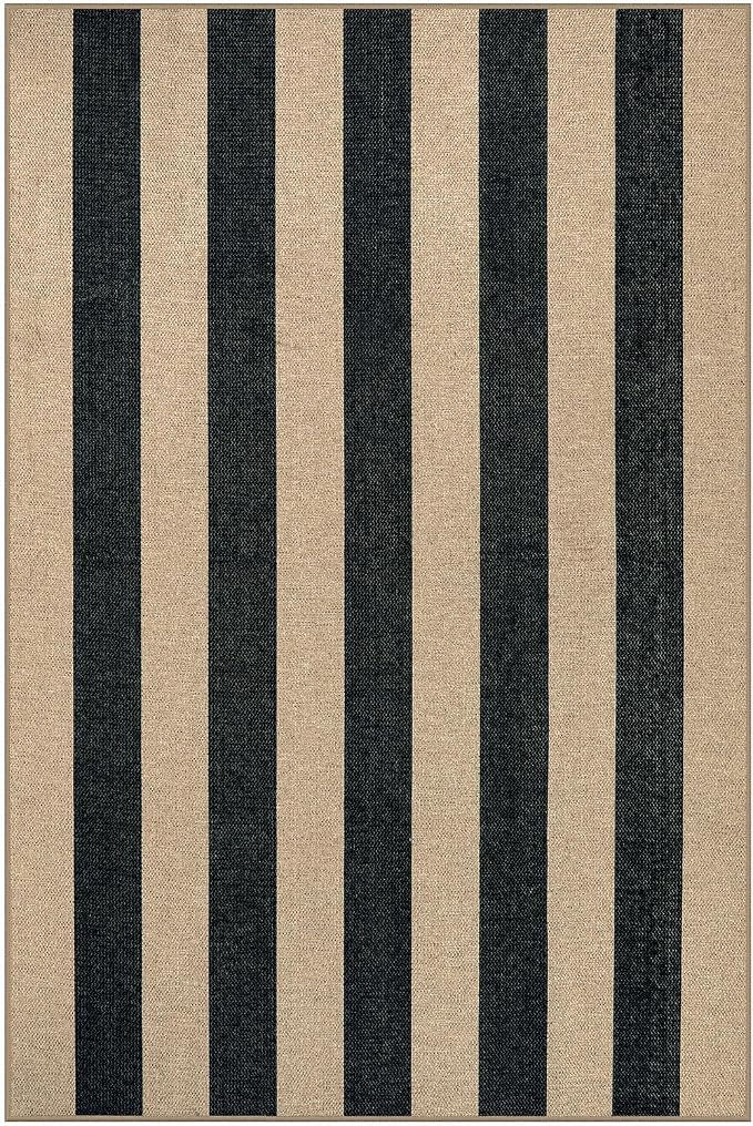 Lahome Striped Easy Jute Dining Room Rug, 6x9 Indoor Outdoor Rugs - Image 7