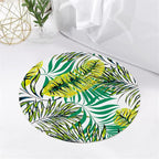 Tropical Round Rug 5ft, Watercolor Palm Leaves Pattern Low Pile Circle Carpet - Image 4