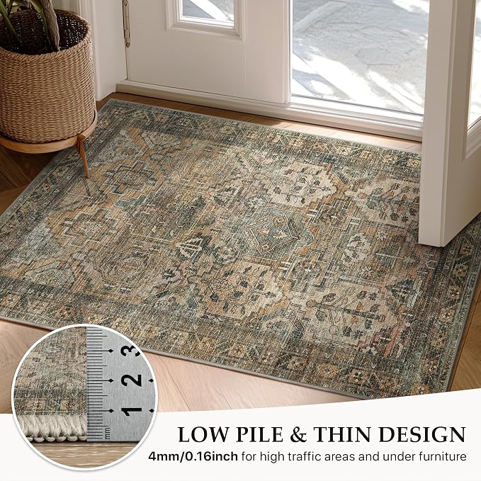 GENIMO 4x6 Area Rugs for Living Room, Machine Washable Non Slip Vintage Rugs - Image 7